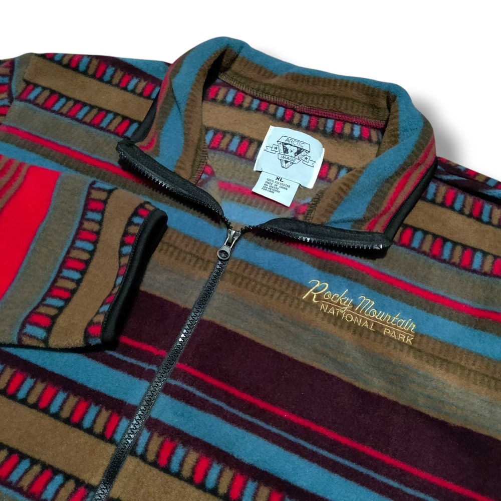 Arctic Image Fleece Cozy Jacket Size XL Rocky Mountains Embroidery Aztec Zip